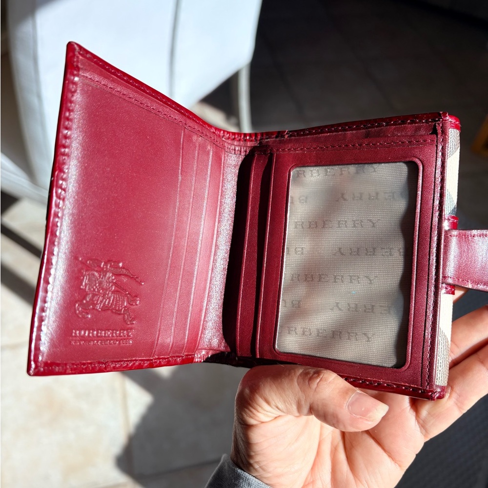 Burberry Super Nova Check Berry and Beige Leather Wallet - Picture 9 of 16
